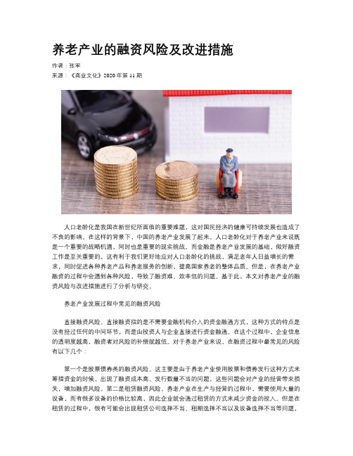 养老产业的融资风险及改进措施