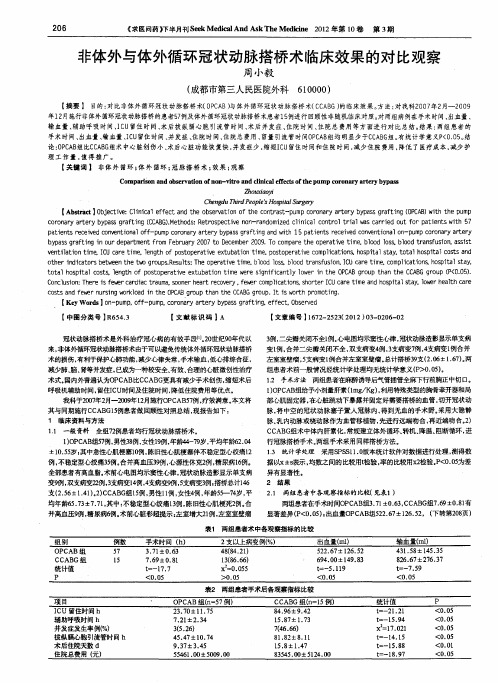 非体外与体外循环冠状动脉搭桥术临床效果的对比观察