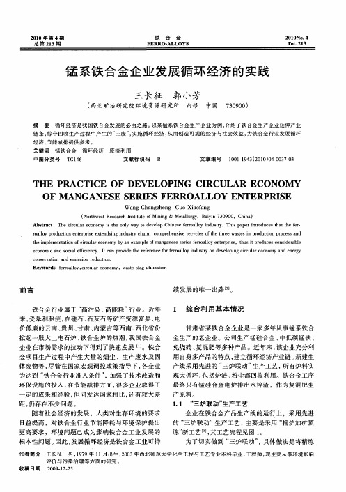 锰系铁合金企业发展循环经济的实践