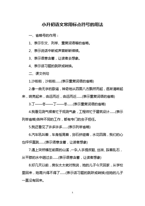 小升初语文常用标点符号的用法