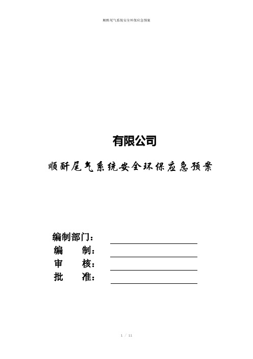 顺酐尾气系统安全环保应急预案