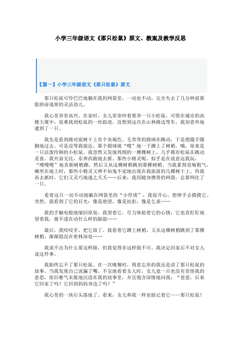 小学三年级语文《那只松鼠》原文、教案及教学反思 (1)