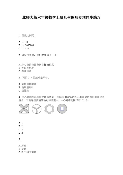 北师大版六年级数学上册几何图形专项同步练习