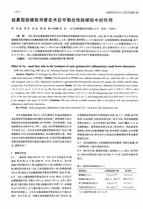 经鼻型肠梗阻导管在术后早期炎性肠梗阻中的作用