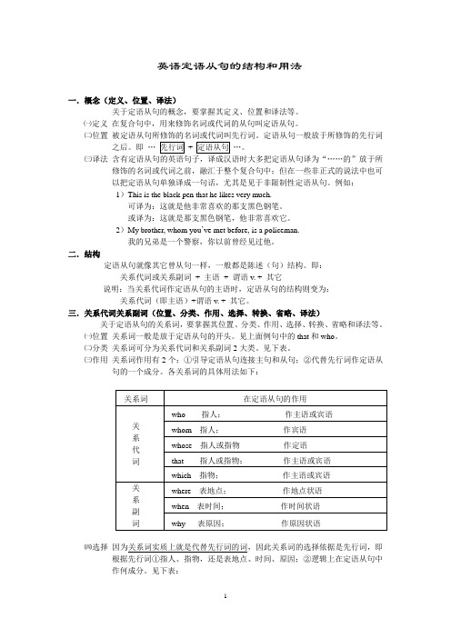 (完整版)英语定语从句的结构和用法