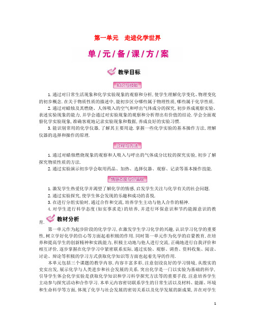 九年级化学上册 第1单元 走进化学世界教案 (新版)新人教版