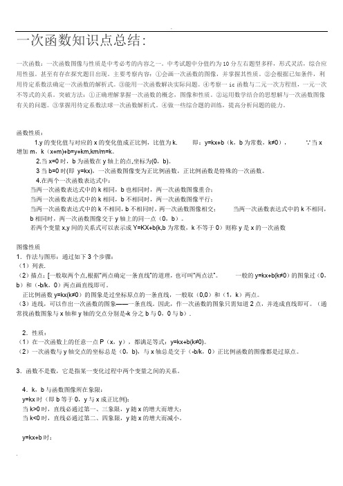 一次函数和反比例函数知识点总结