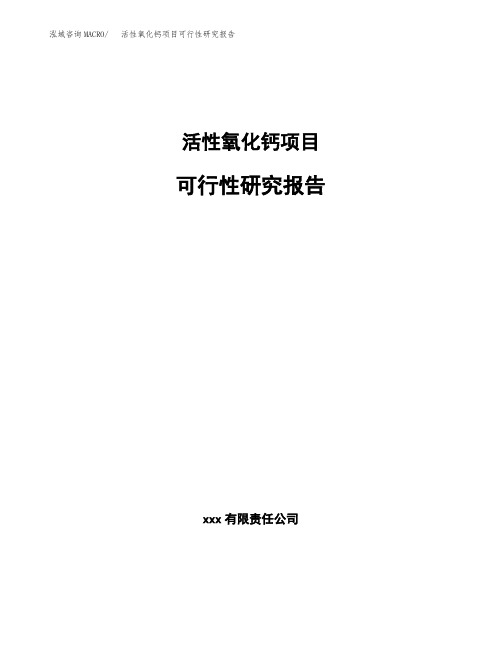 活性氧化钙项目可行性研究报告