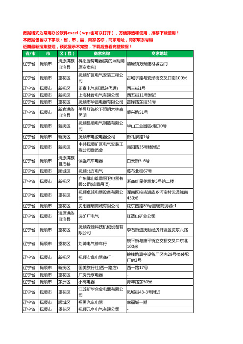 2020新版辽宁省抚顺市电器有限公司工商企业公司商家名录名单黄页联系电话号码地址大全67家