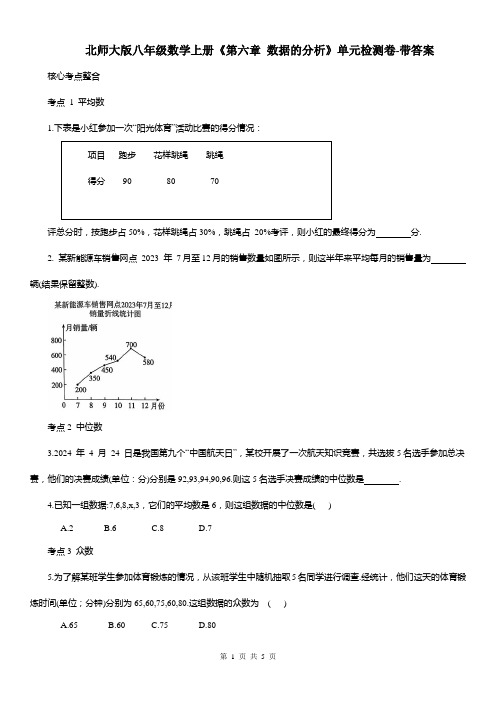 北师大版八年级数学上册《第六章 数据的分析》单元检测卷-带答案