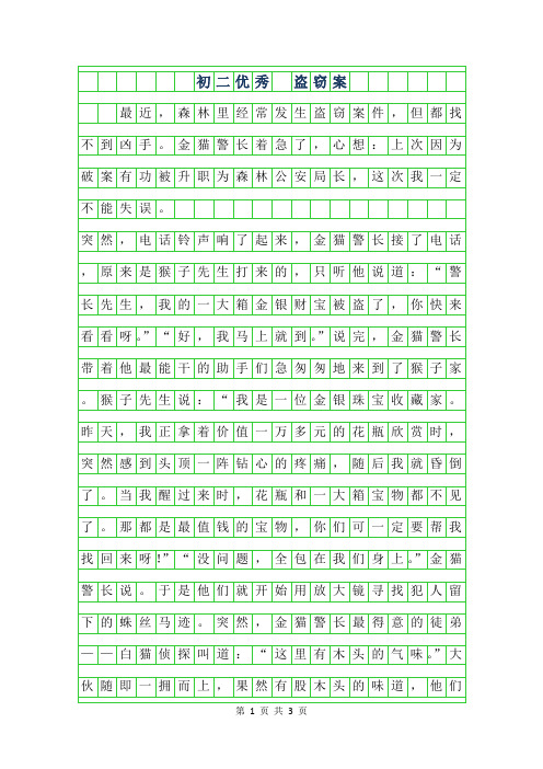 年初二优秀作文 -盗窃案