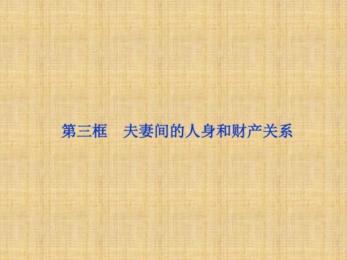 高中政治 专题五第三框 夫妻间的人身和财产关系名师课件 新人教版选修5