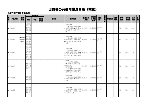 山西省公共信用信息目录(民政局)