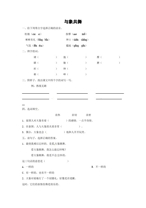 五年级下册同步精练-27.与象共舞  l   人教新课标含答案