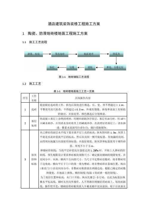酒店建筑装饰装修工程施工方案