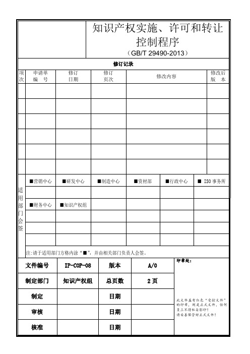 知识产权实施、许可和转让控制程序