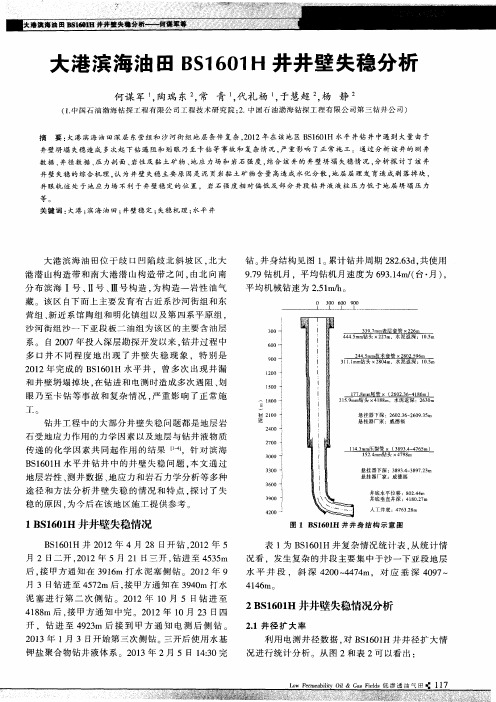 大港滨海油田BS1601H井井壁失稳分析