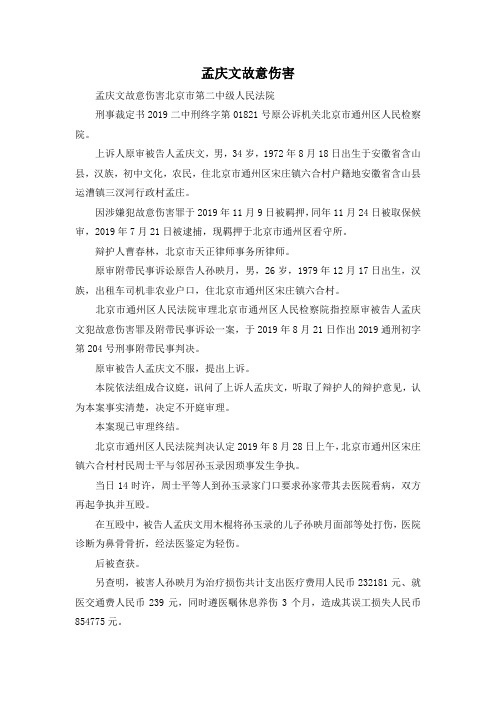 最新-孟庆文故意伤害 精品