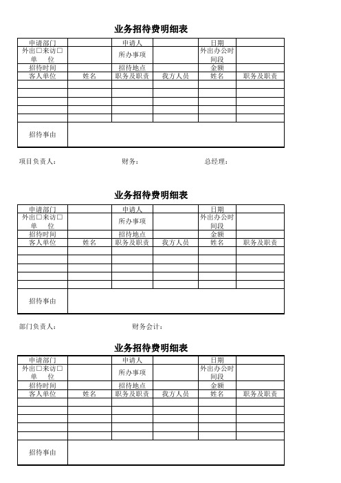 招待费用明细表