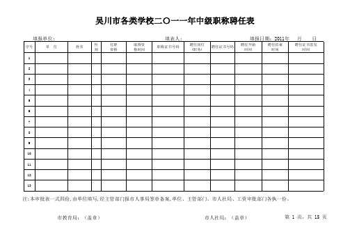 中级职称聘任表