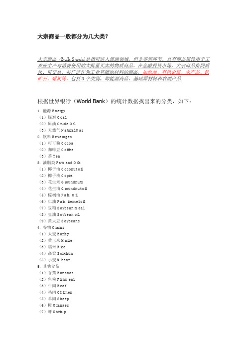 大宗商品分类
