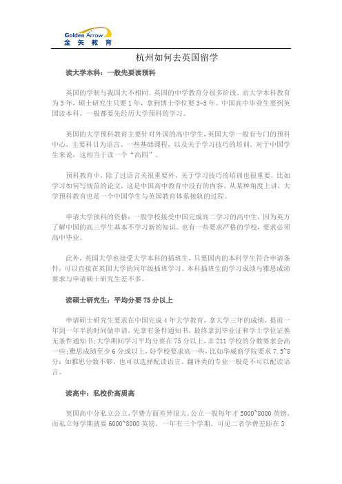 杭州如何去英国留学
