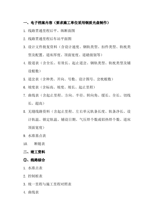 轨道工程竣工准备资料大全
