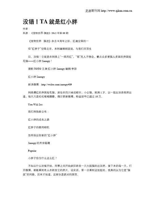 没错!TA就是红小胖
