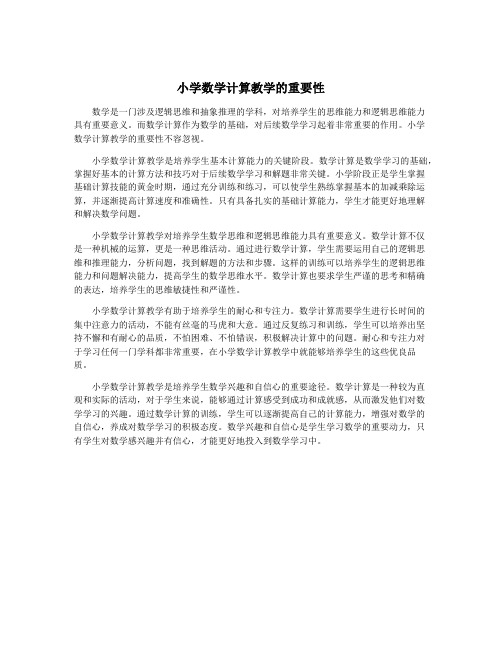 小学数学计算教学的重要性