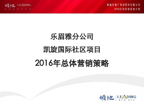乐眉雅分公司凯旋国际社区项目2016年总体营销策略1215