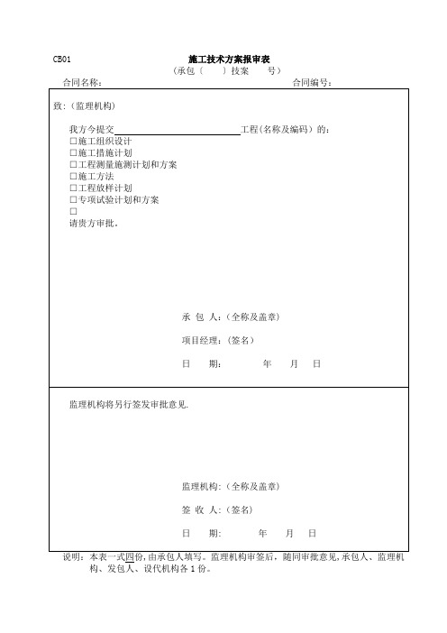 附录E2施工监理工作常用表格(承包人用表)