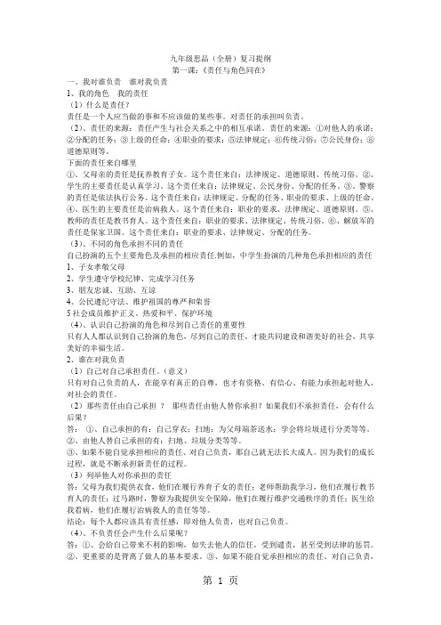 九年级思品复习提纲(详细)21页