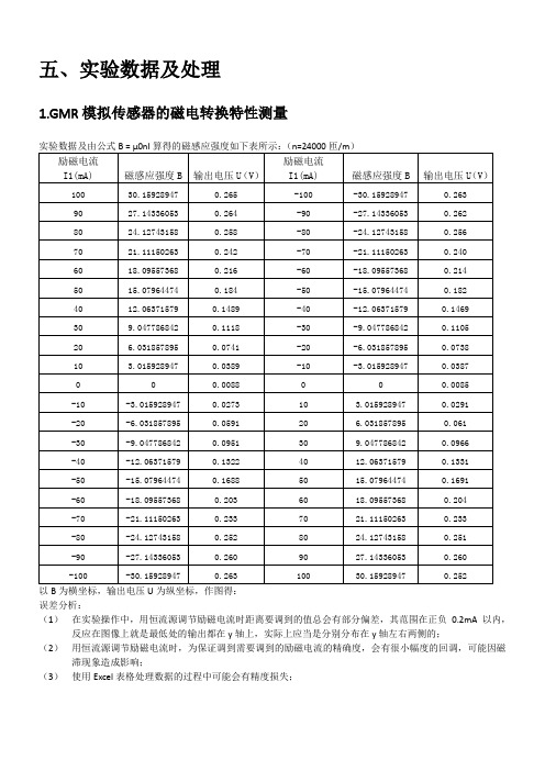 巨磁电阻效应及其应用-数据处理
