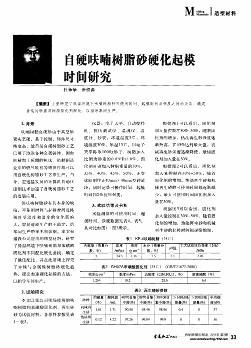 自硬呋喃树脂砂硬化起模时间研究