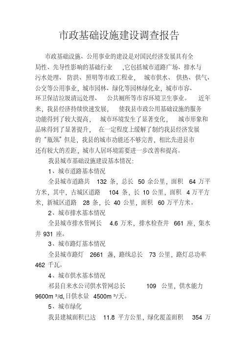 市政基础设施调查报告