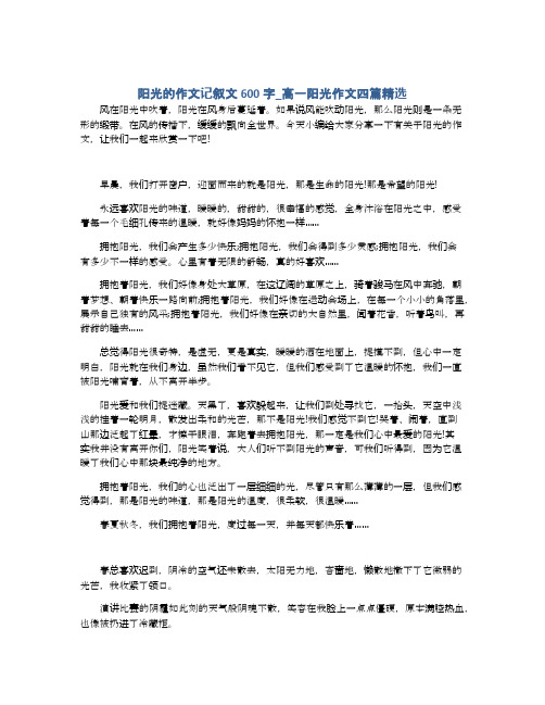 阳光的作文记叙文600字_高一阳光作文四篇精选