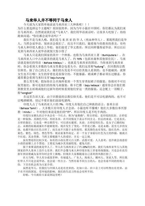 马来华人并不等同于马来人