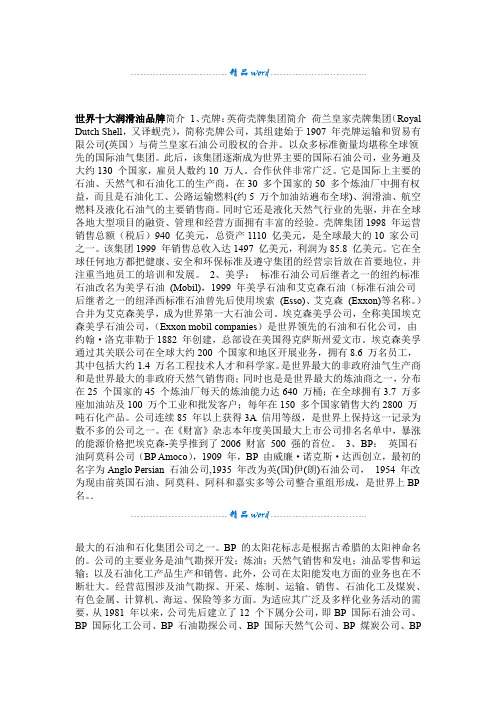 世界十大润滑油品牌简介