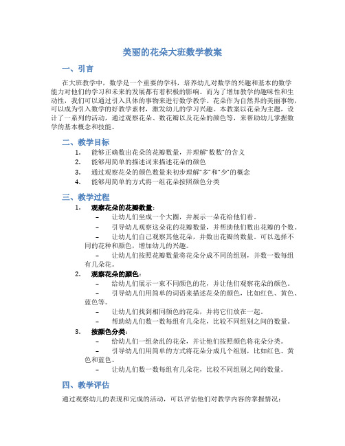 美丽的花朵大班数学教案