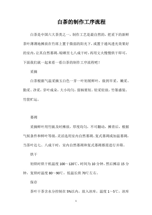 白茶的制作工序流程
