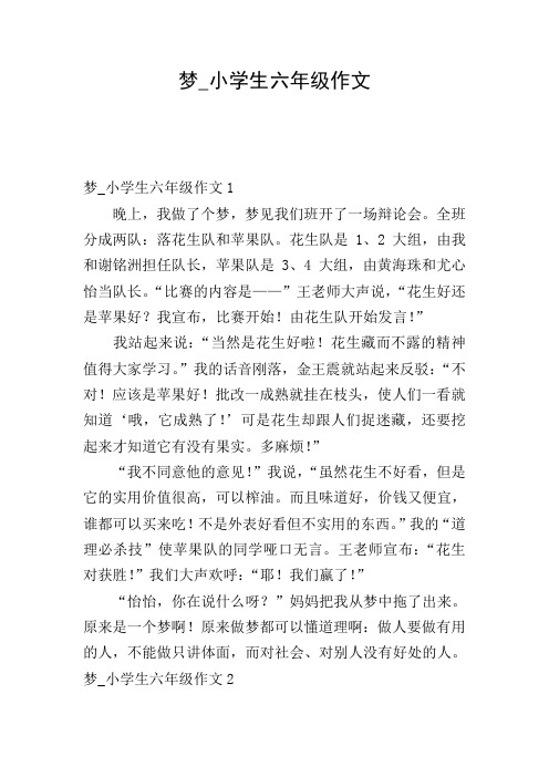 梦_小学生六年级作文
