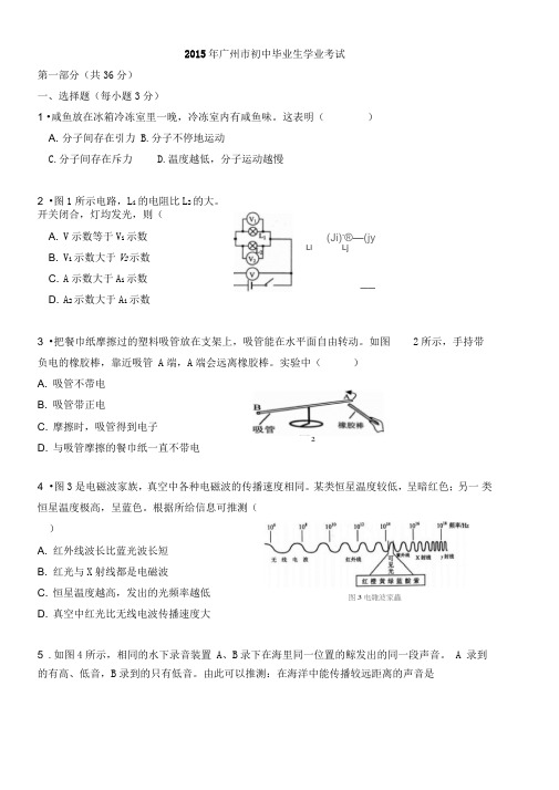 2015年广州中考物理真题(word完美版)