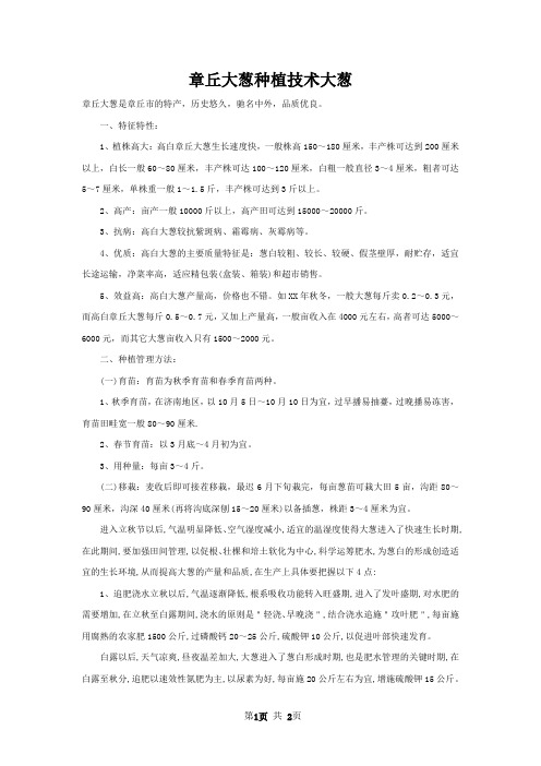 章丘大葱种植技术大葱
