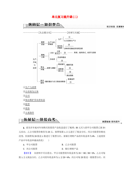 2017-2018学年高中政治 第2单元 生产劳动与经营单元复习提升课教师用书 新人教版必修1