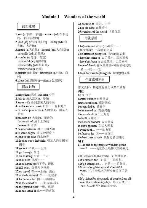 Module+1+Wonders+of+the+world+知识梳理 外研版九年级英语上册