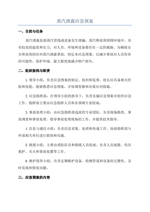 蒸汽泄露应急预案