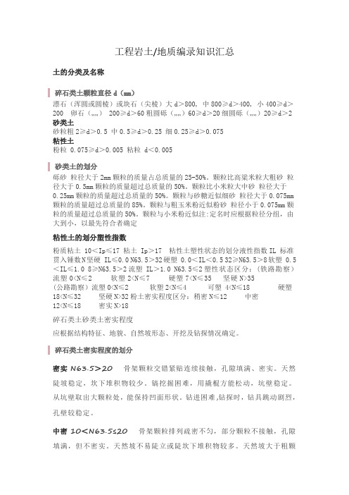 工程岩土地质编录知识汇总