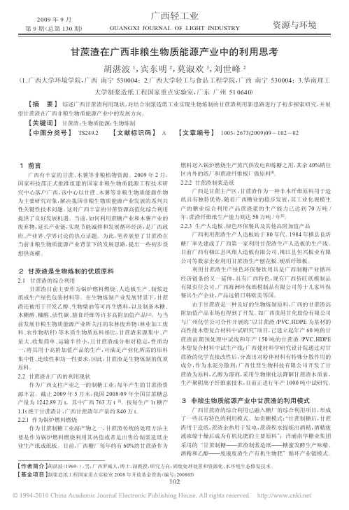 甘蔗渣在广西非粮生物质能源产业中的利用思考