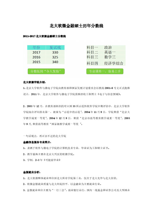 北大软微金融硕士历年分数线
