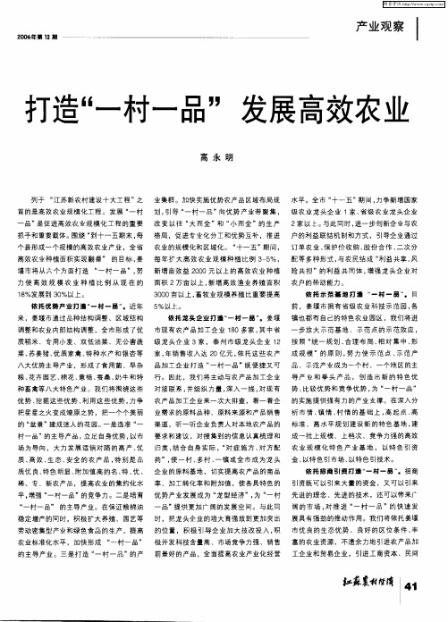 打造“一村一品” 发展高效农业
